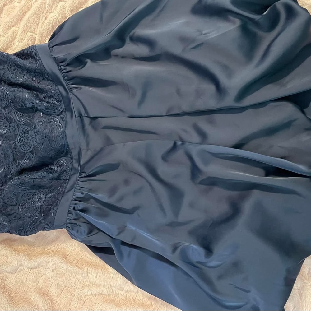 Eva Mendes Navy Blue Dress with Lace